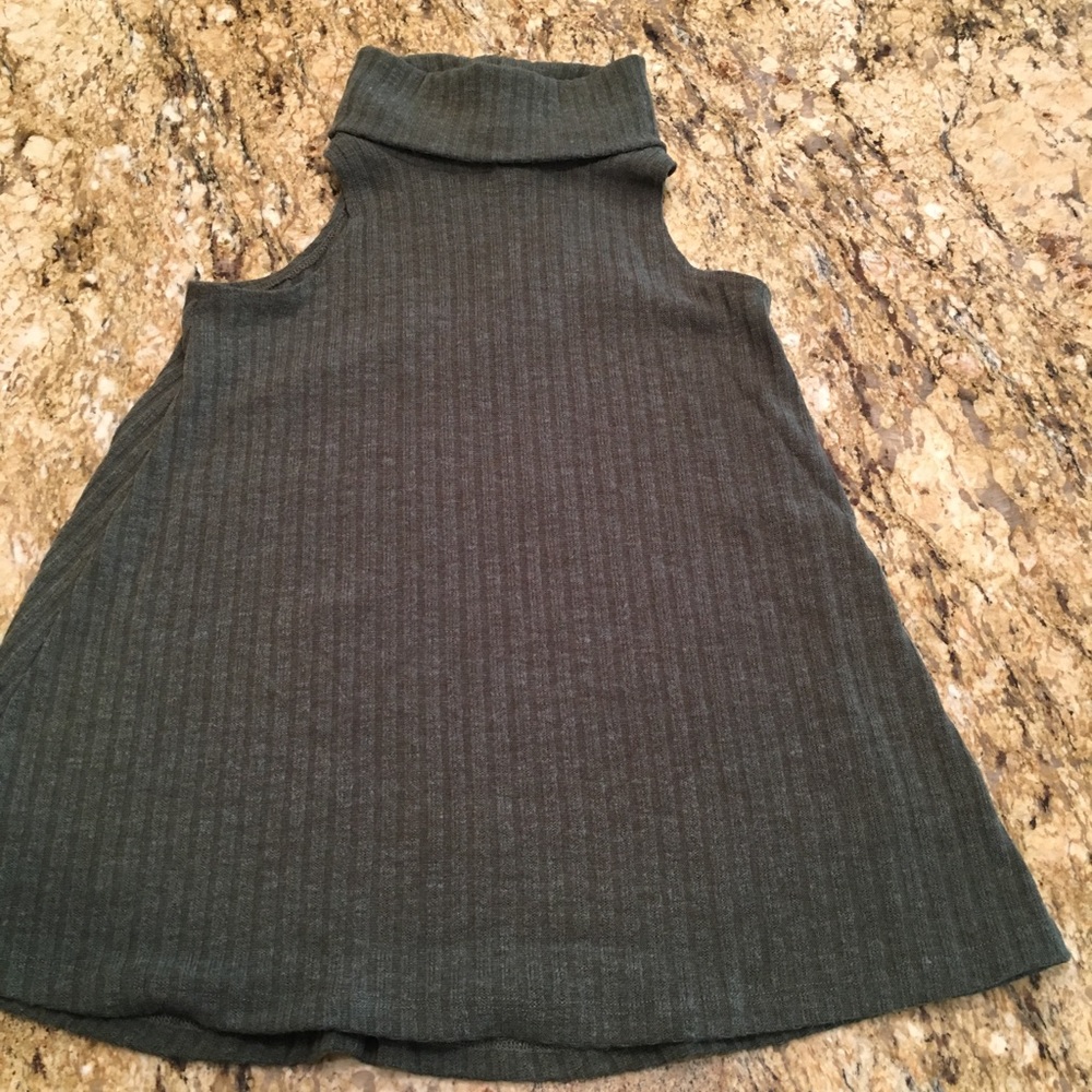 Dark Green Turtleneck Tank Top